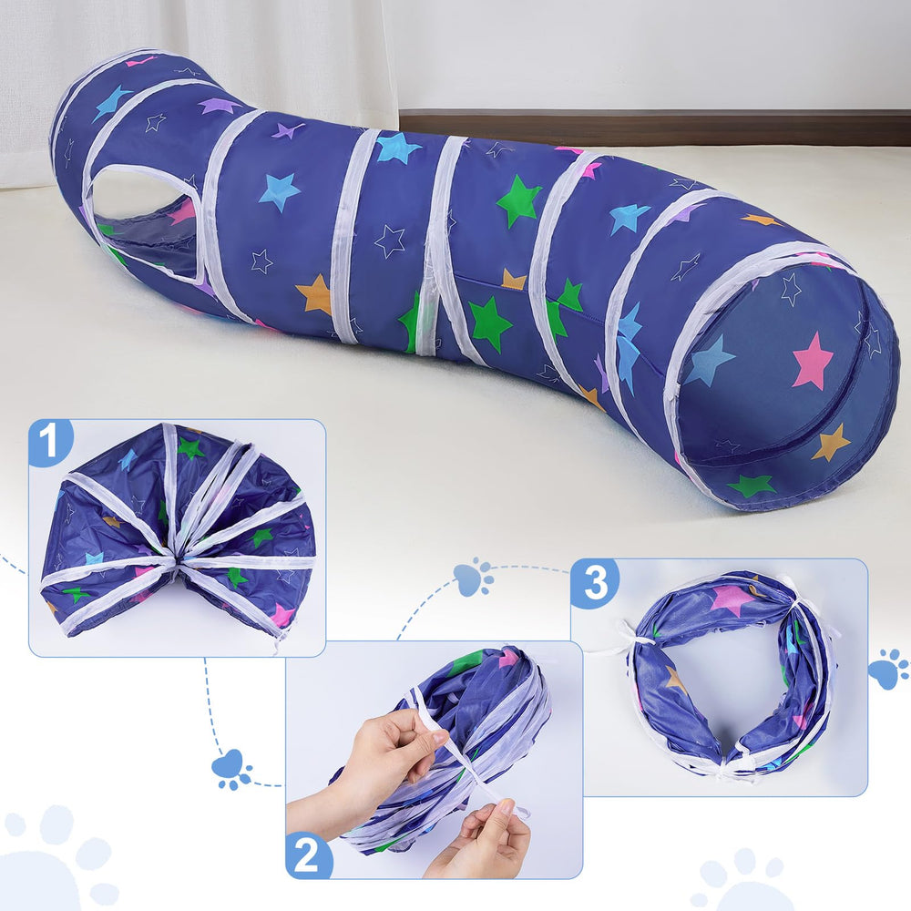 Glittme Cat Tunnel durable steel-ring structure maintains shape during play.