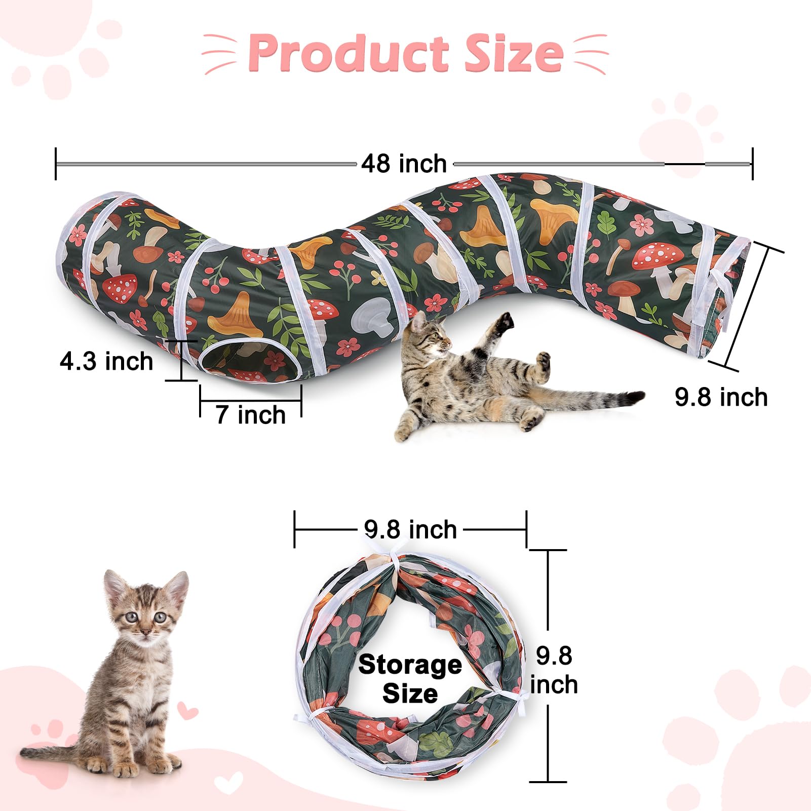 Glittme cat tunnel folds flat for easy storage and travel