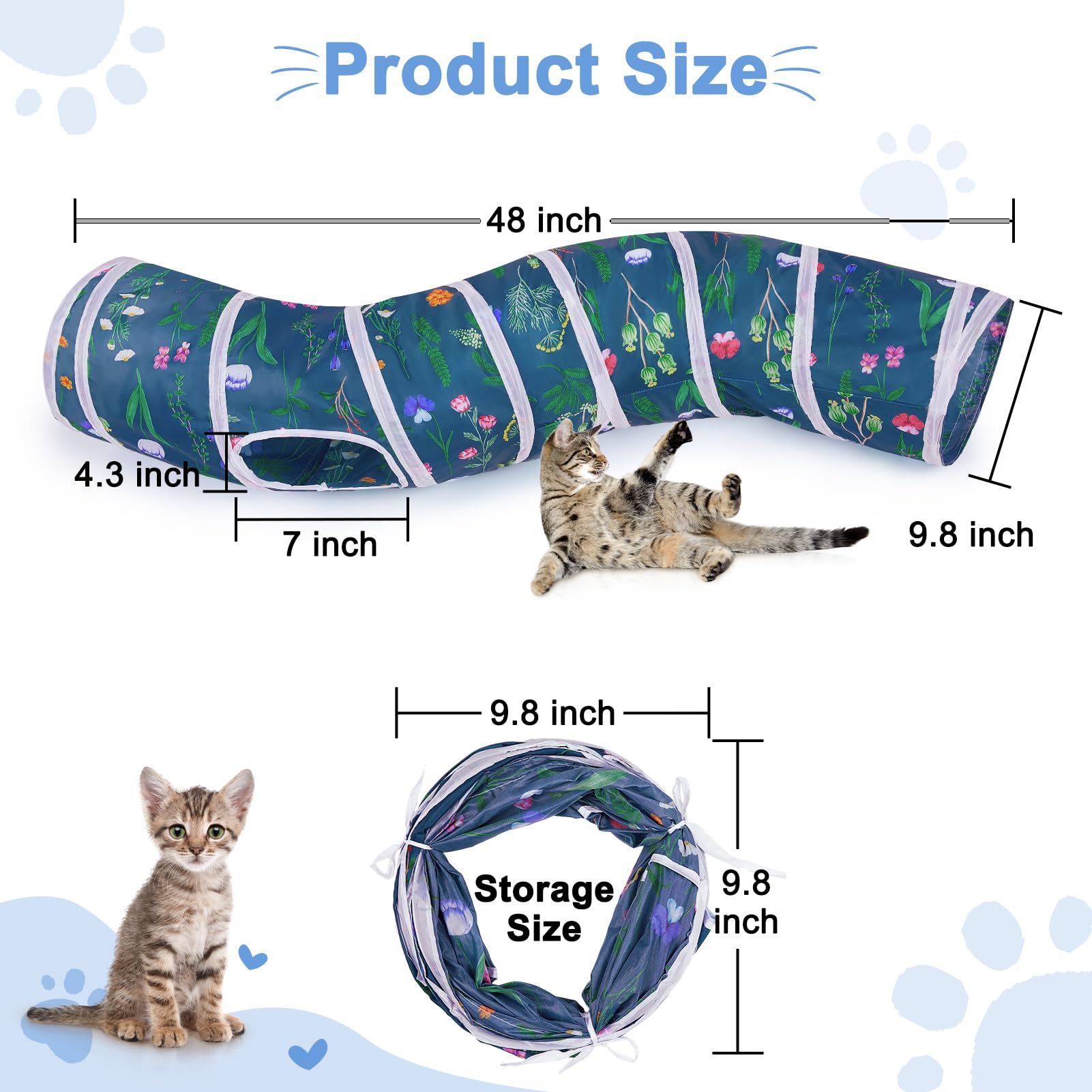 Glittme Cat Tunnel folds flat for easy storage during travel.