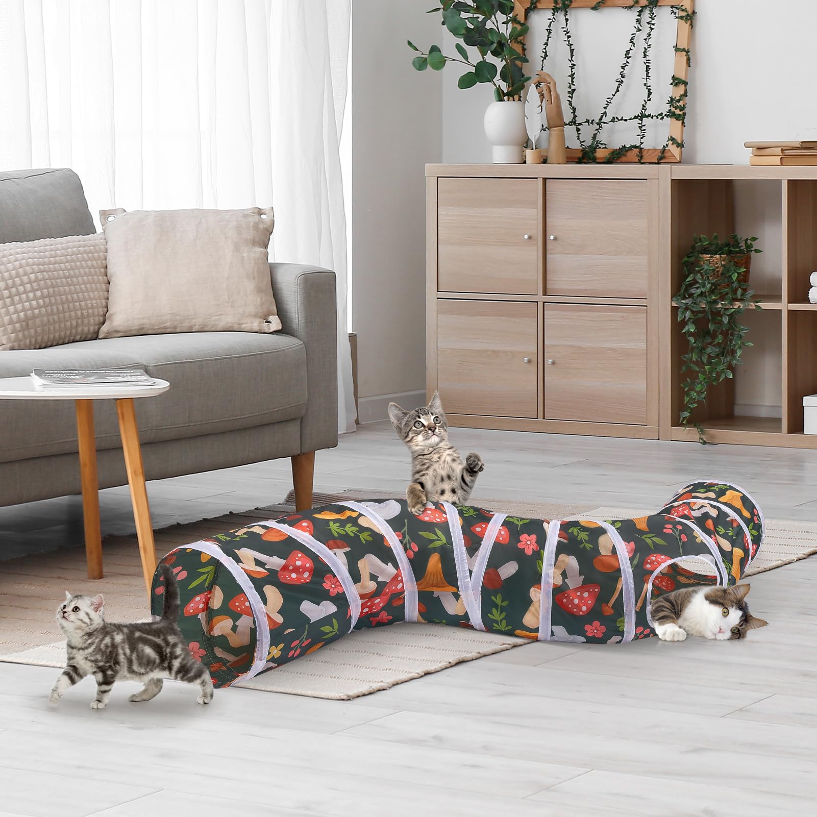 Glittme cat tunnel with interactive toy mouse for engaging play