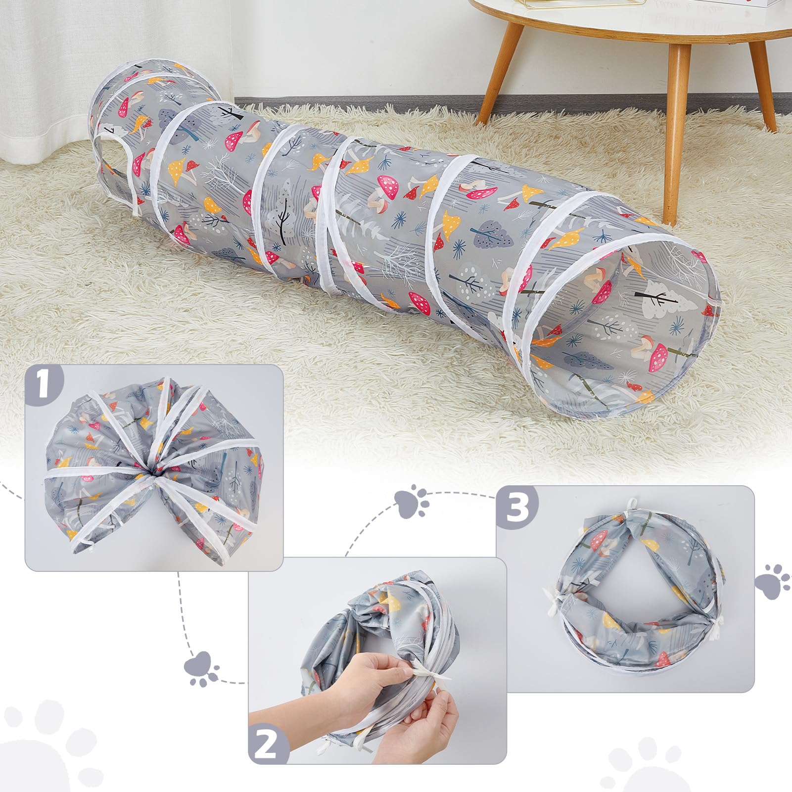 Glittme Cat Tunnel suitable for cats, rabbits, and other small pets.