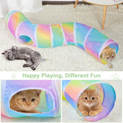 Glittme Cat Tunnel uses durable polyester fabric and steel rings for resilience.