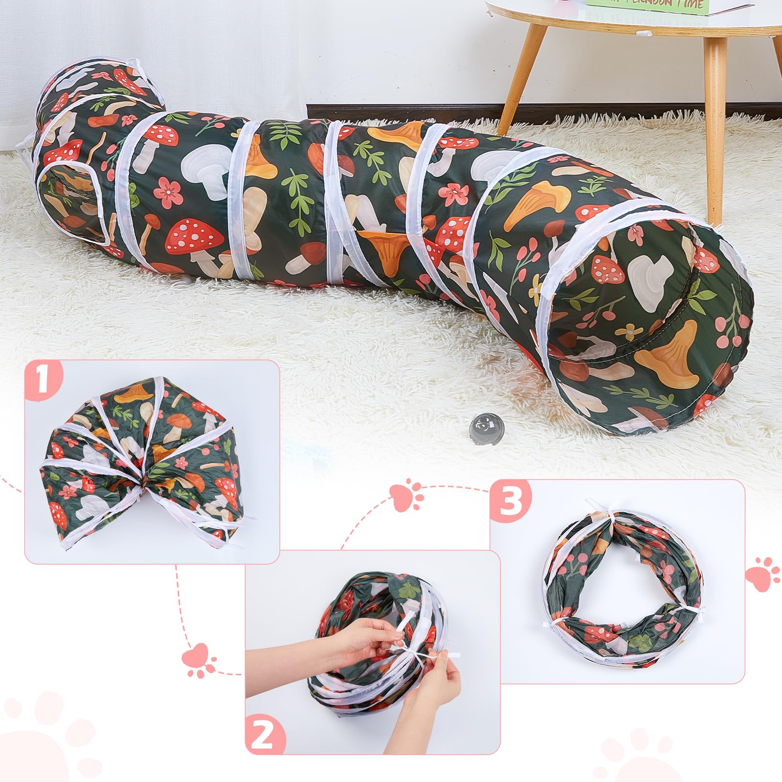 Glittme cat tunnel with steel ring structure for safe play