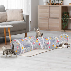 Glittme Cat Tunnel includes a toy mouse to spark interactive hunting play.