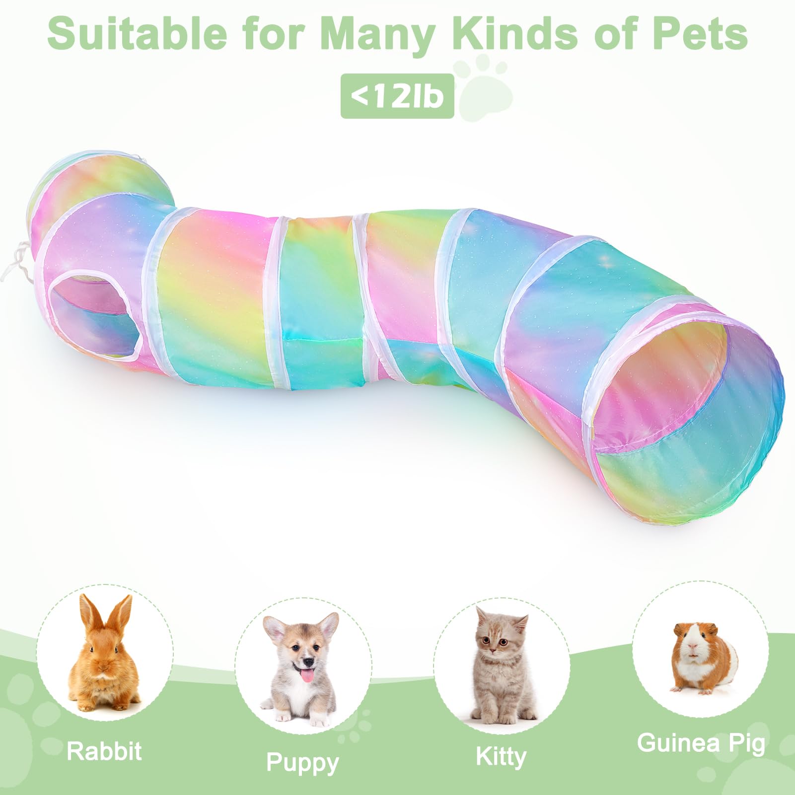 Glittme Cat Tunnel suits cats, kittens, rabbits and other small animals for enrichment.
