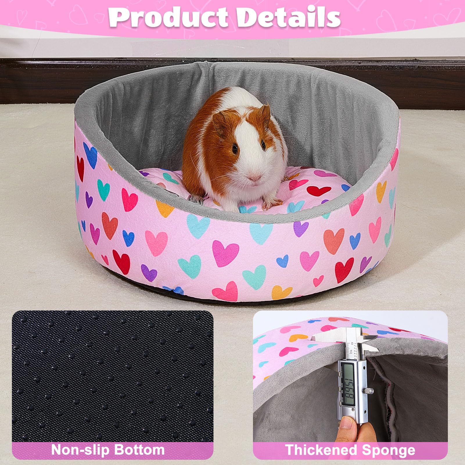 Glittme guinea pig bed two guinea pigs shows shared cozy space.