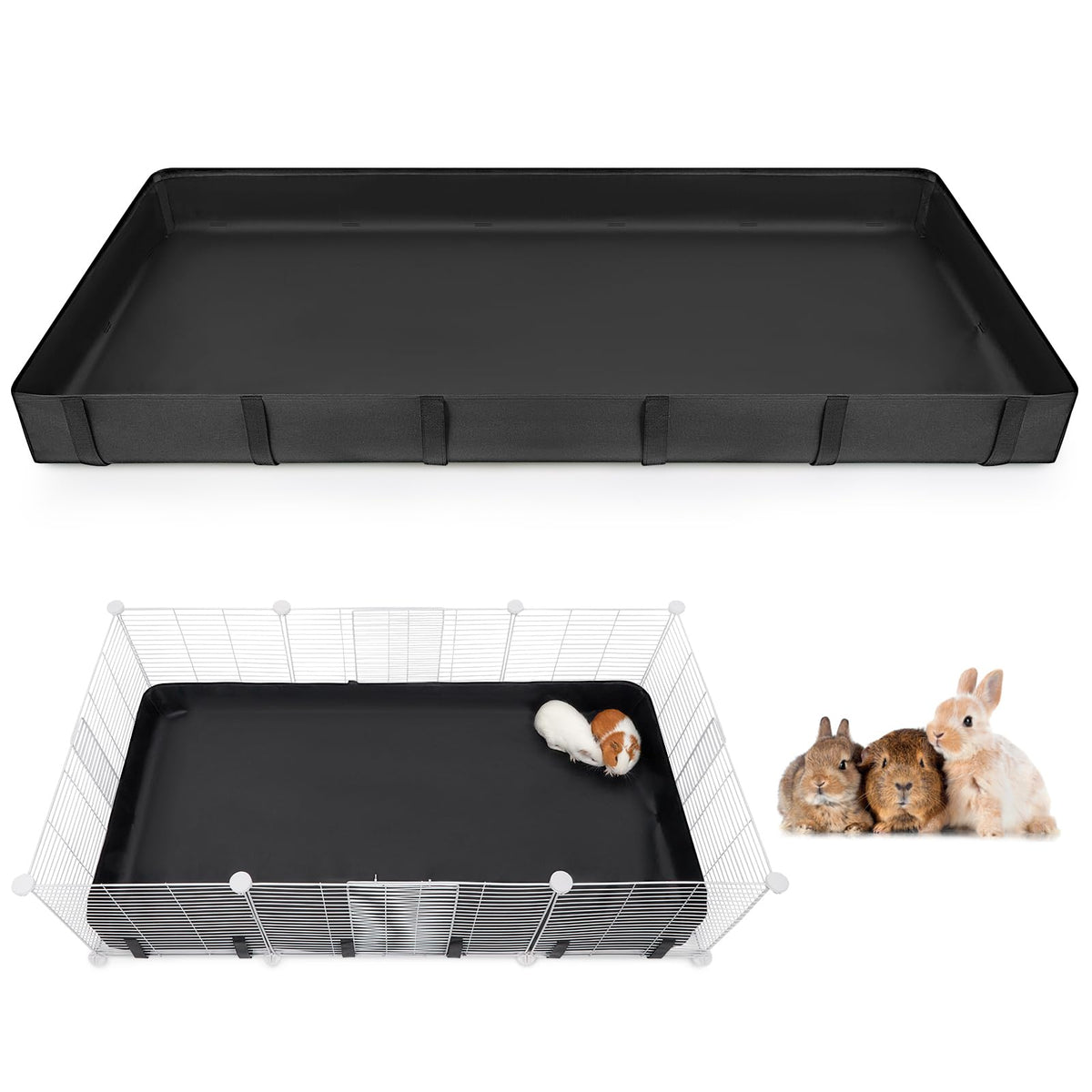 Glittme Guinea Pig Cage Liner with vertical sides provides leak-proof bottom protection.