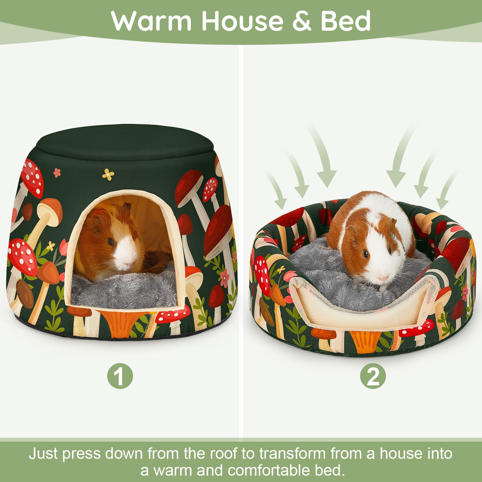 Glittme Guinea Pig Hideout den to bed demonstrates dual function for hiding and lounging.