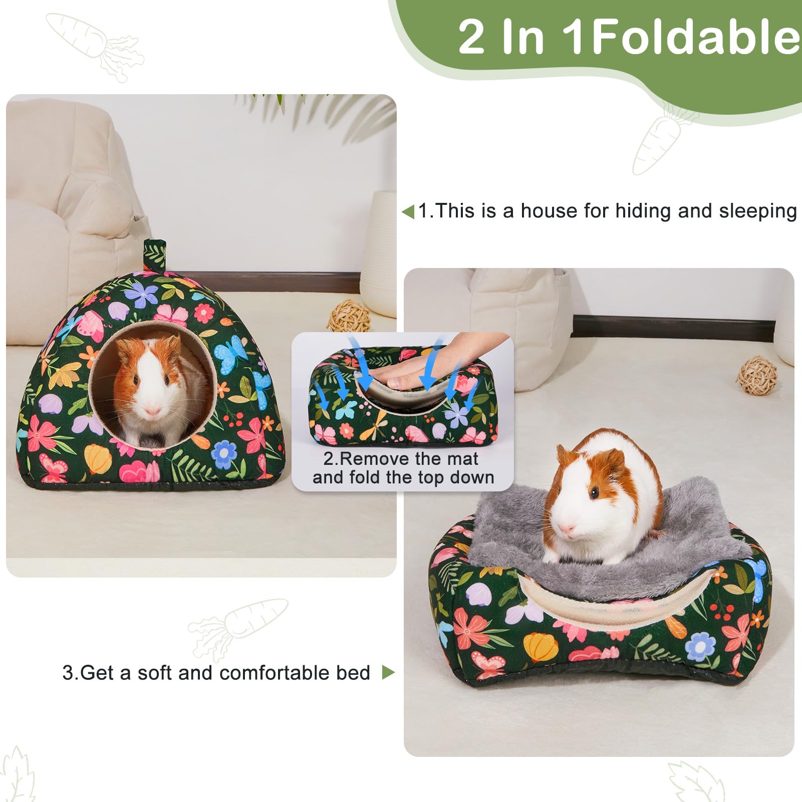 Glittme Guinea Pig Hideout soft cushions emphasize plush comfort and warmth.