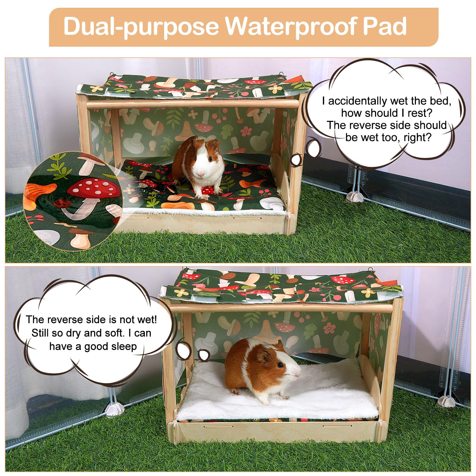 Glittme Guinea Pig Hideout wide sleeping space perfect for a comfy nap