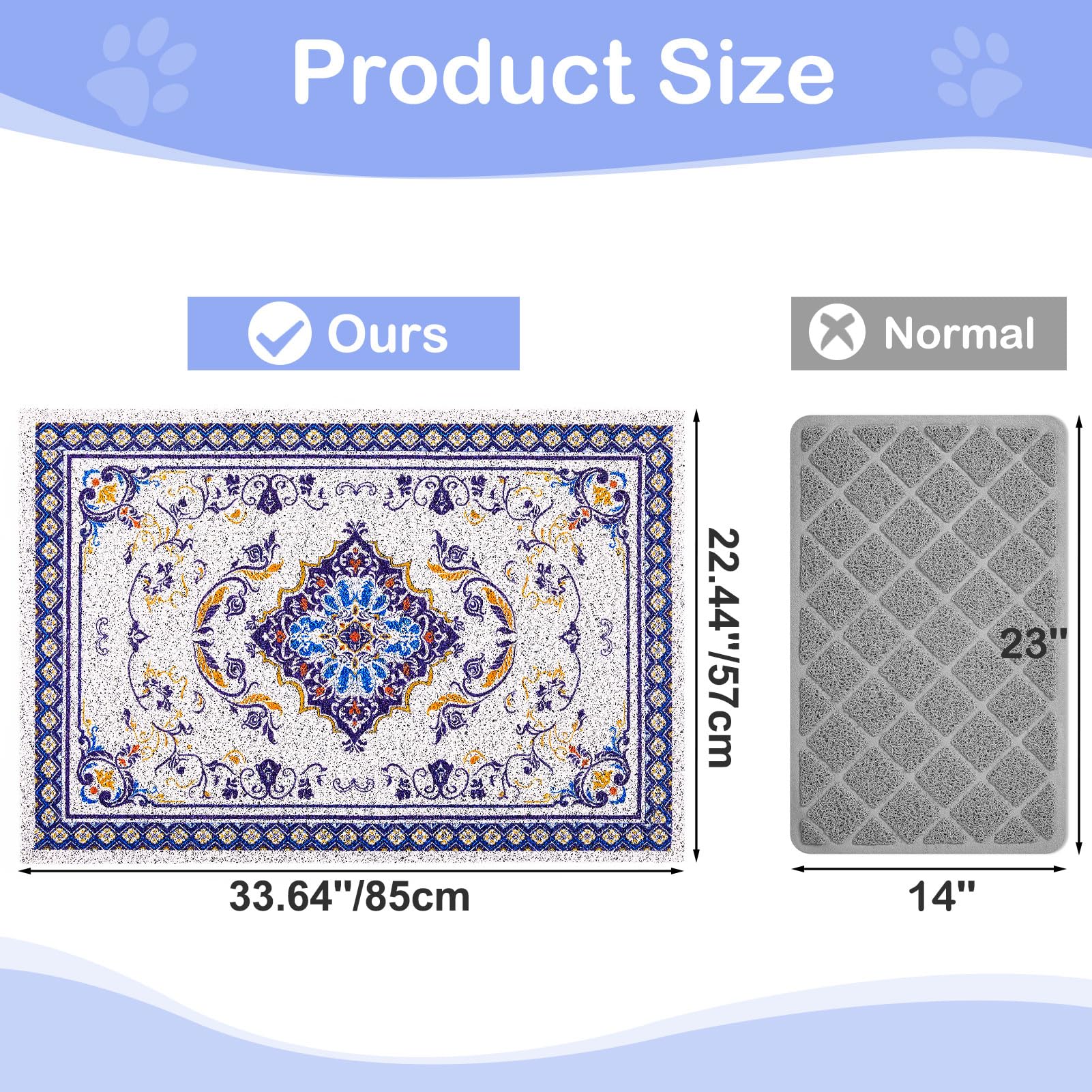 Glittme under-litter-box coverage mat reduces surrounding mess for busy homes.