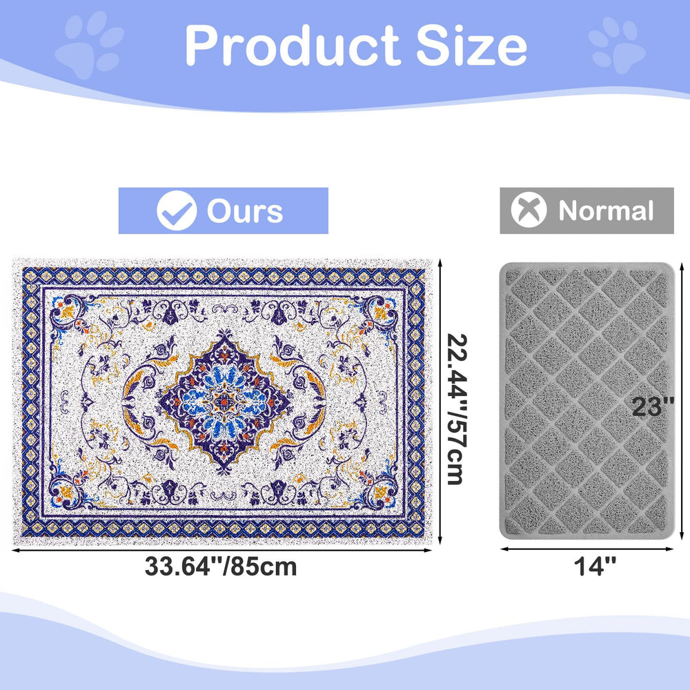 Glittme under-litter-box coverage mat reduces surrounding mess for busy homes.