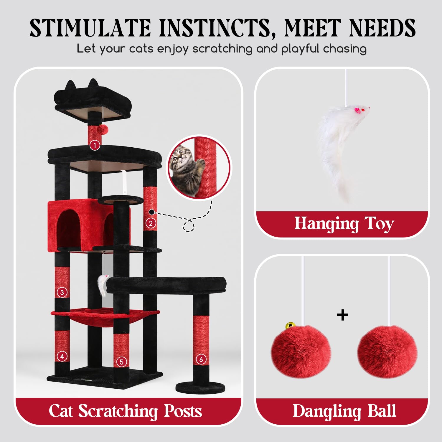 Globlazer 65-inch goth cat tree adds bold style and sturdy height.