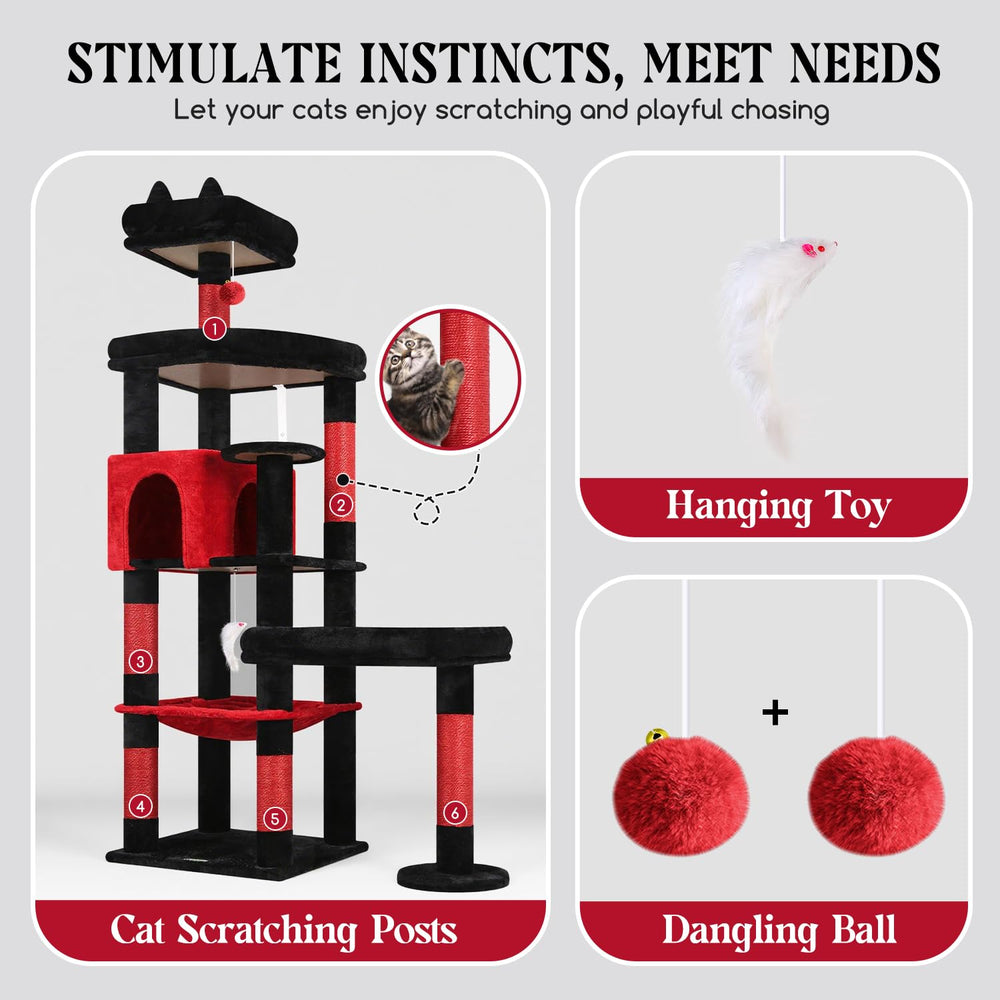 Globlazer 65-inch goth cat tree adds bold style and sturdy height.
