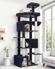 Globlazer 80in cat tree assembly demonstrates a sturdy, stable base for safe multi-cat play.