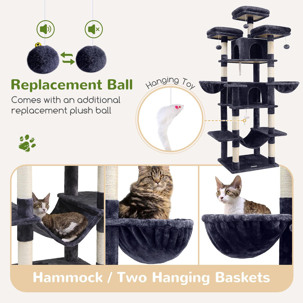 Globlazer Big Cat Tower reinforced base minimizes wobble during active play.