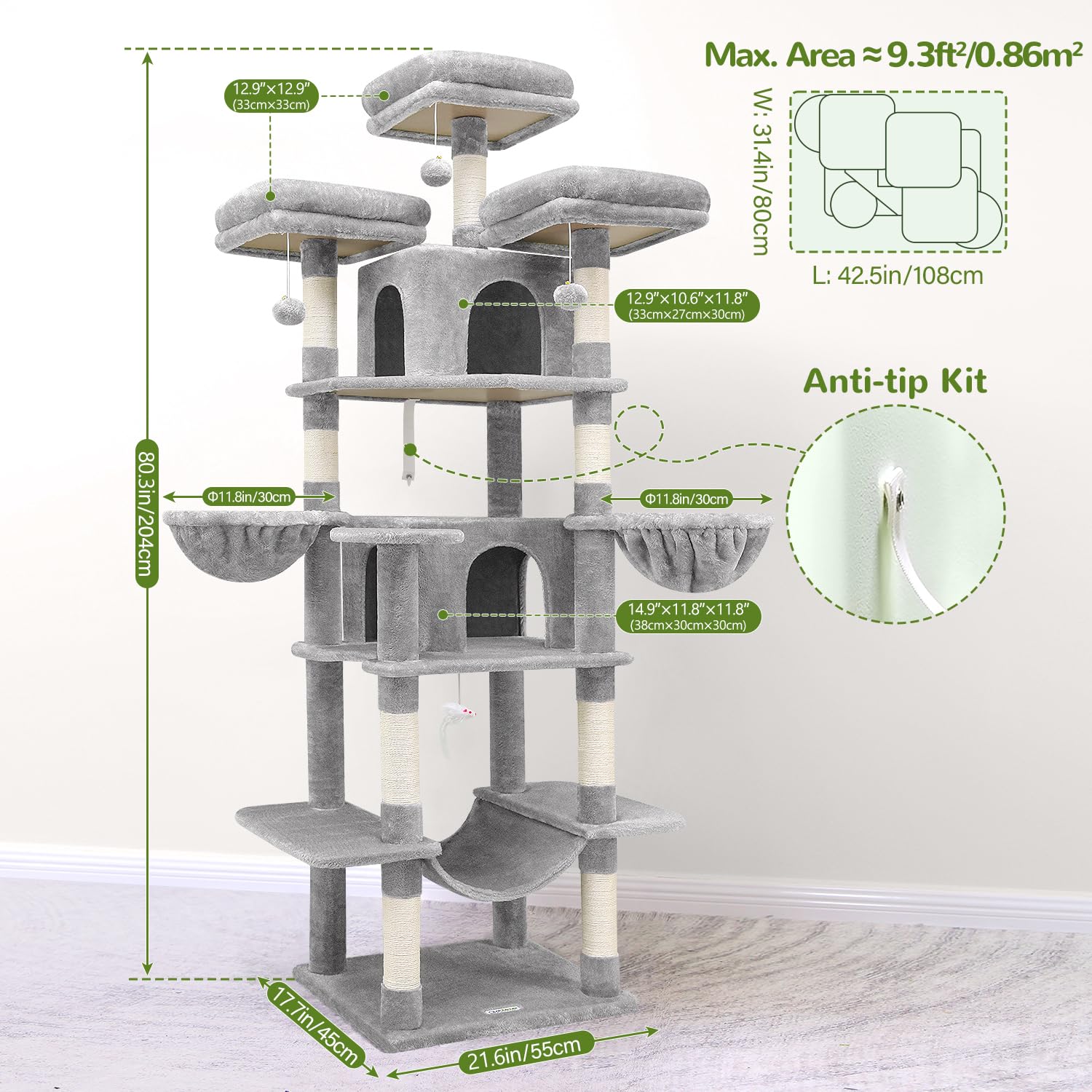 Globlazer Big Cat Tower hanging baskets provide cozy perching