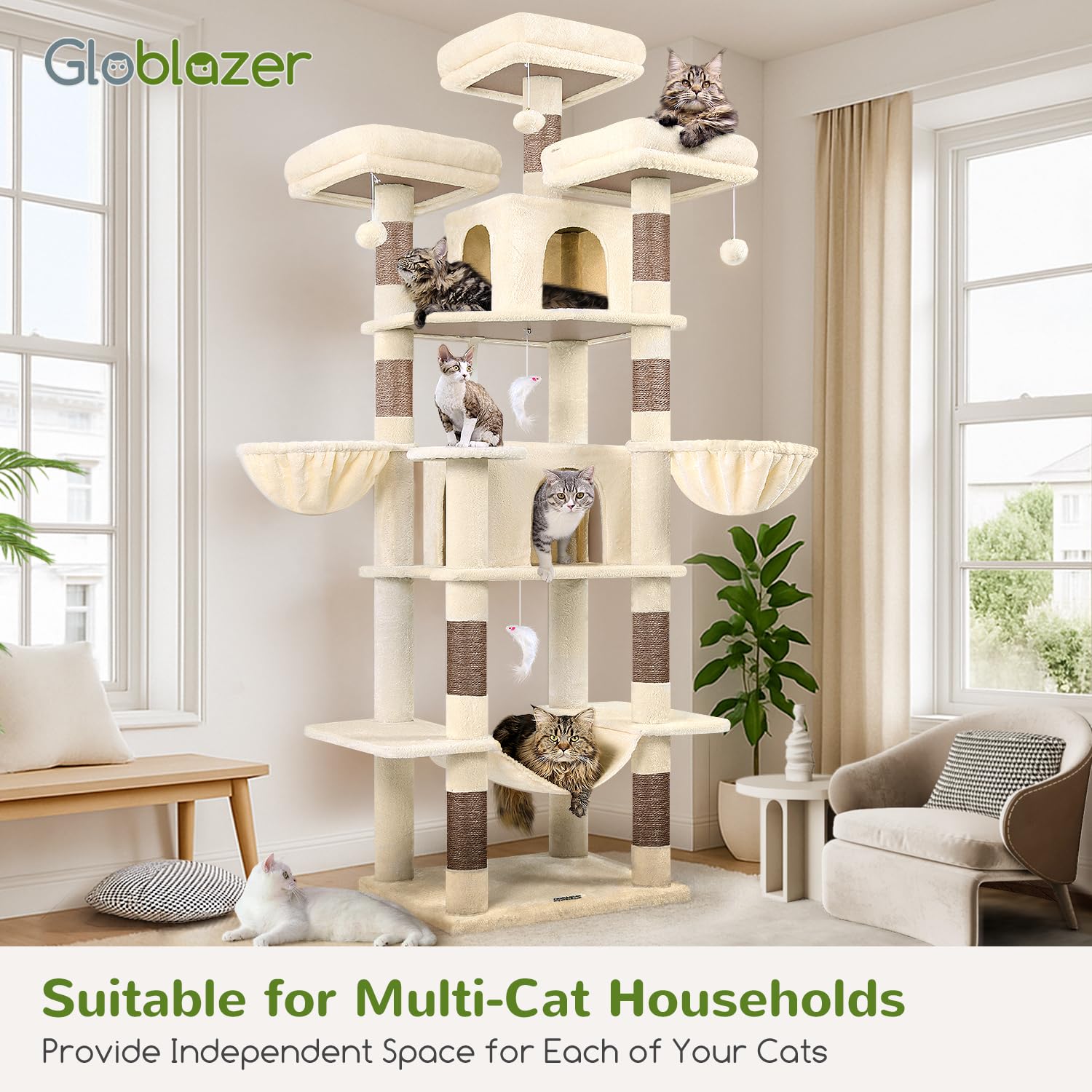 Globlazer Big Cat Tower in living room setup for pet enrichment