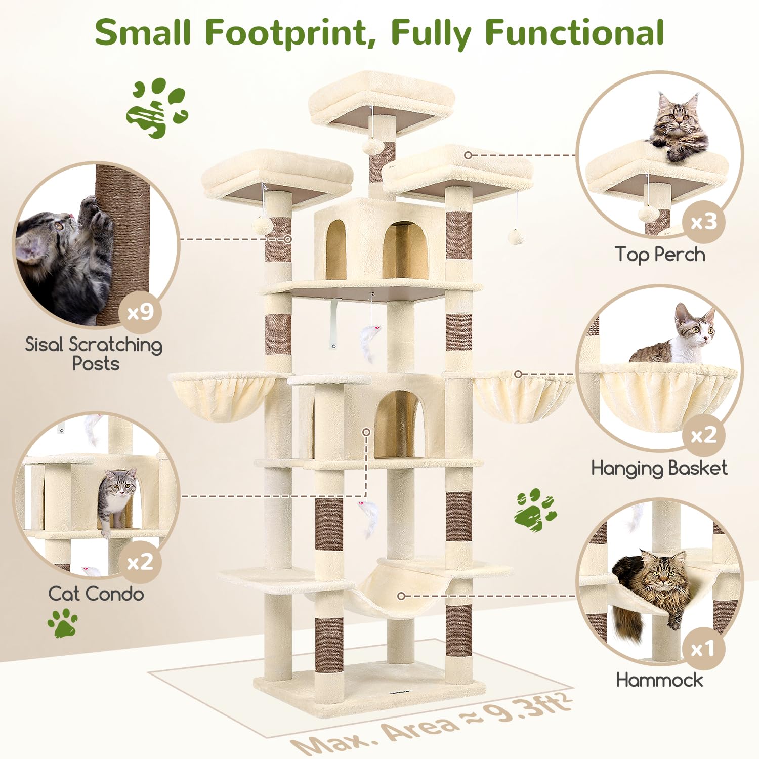 Globlazer Big Cat Tower sisal posts invite scratching and claw health