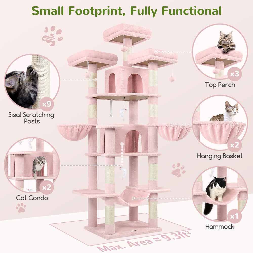 Globlazer Big Pink Cat Tower three top perches enable elevated viewing and lounging