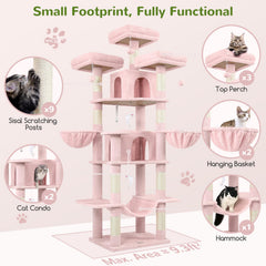 Globlazer Big Pink Cat Tower three top perches enable elevated viewing and lounging