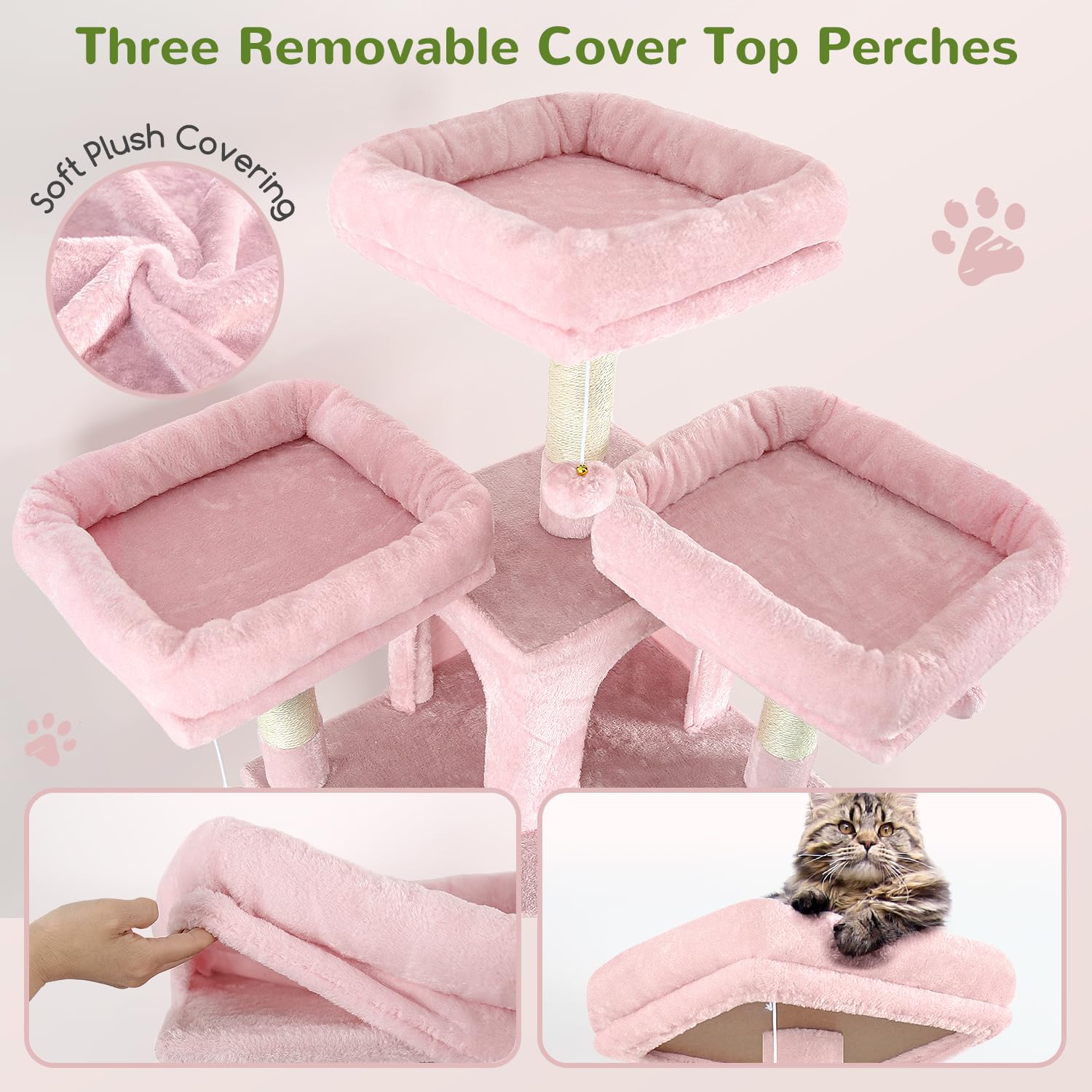 Globlazer Big Pink Cat Tower spacious condos create private retreat and restful hiding