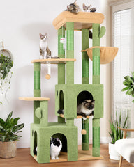 Globlazer Cactus Cat Tower side view highlighting sturdy multi-level design for large cats