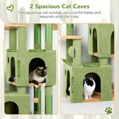 Globlazer Cactus Cat Tower condos interior view emphasizing two cozy retreats for adult cats