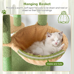 Globlazer Cactus Cat Tower natural sisal posts close-up illustrating durable scratching surfaces