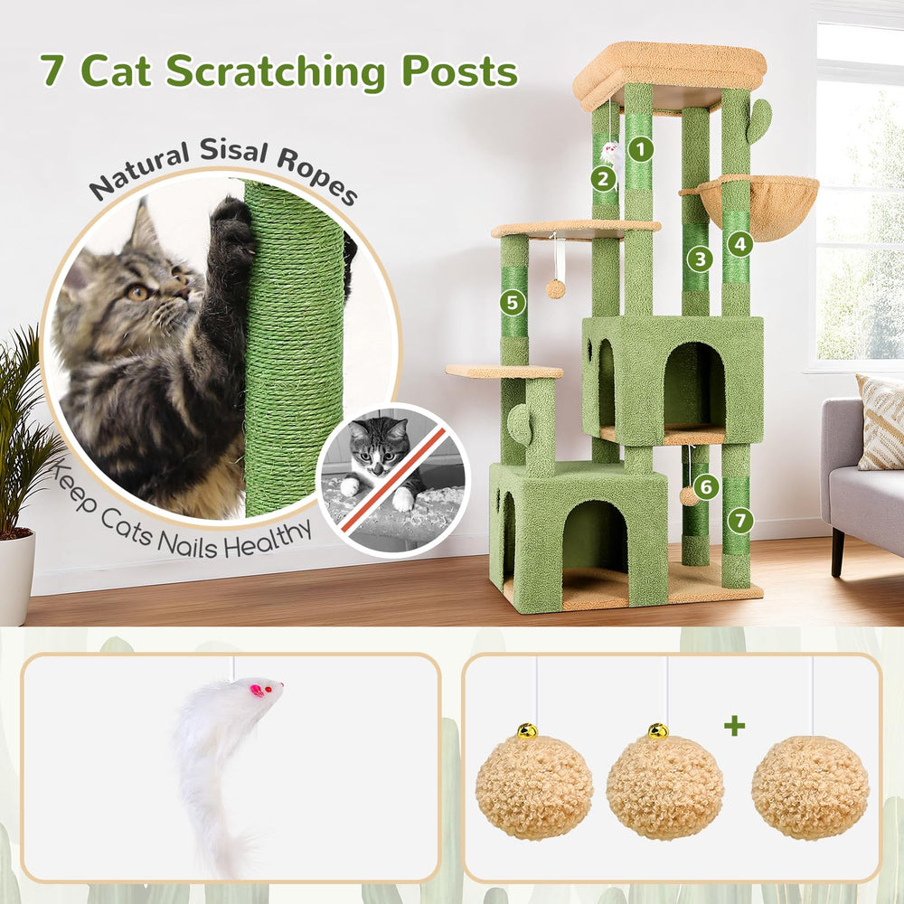 Globlazer Cactus Cat Tower hanging toy detail promoting interactive play and enrichment