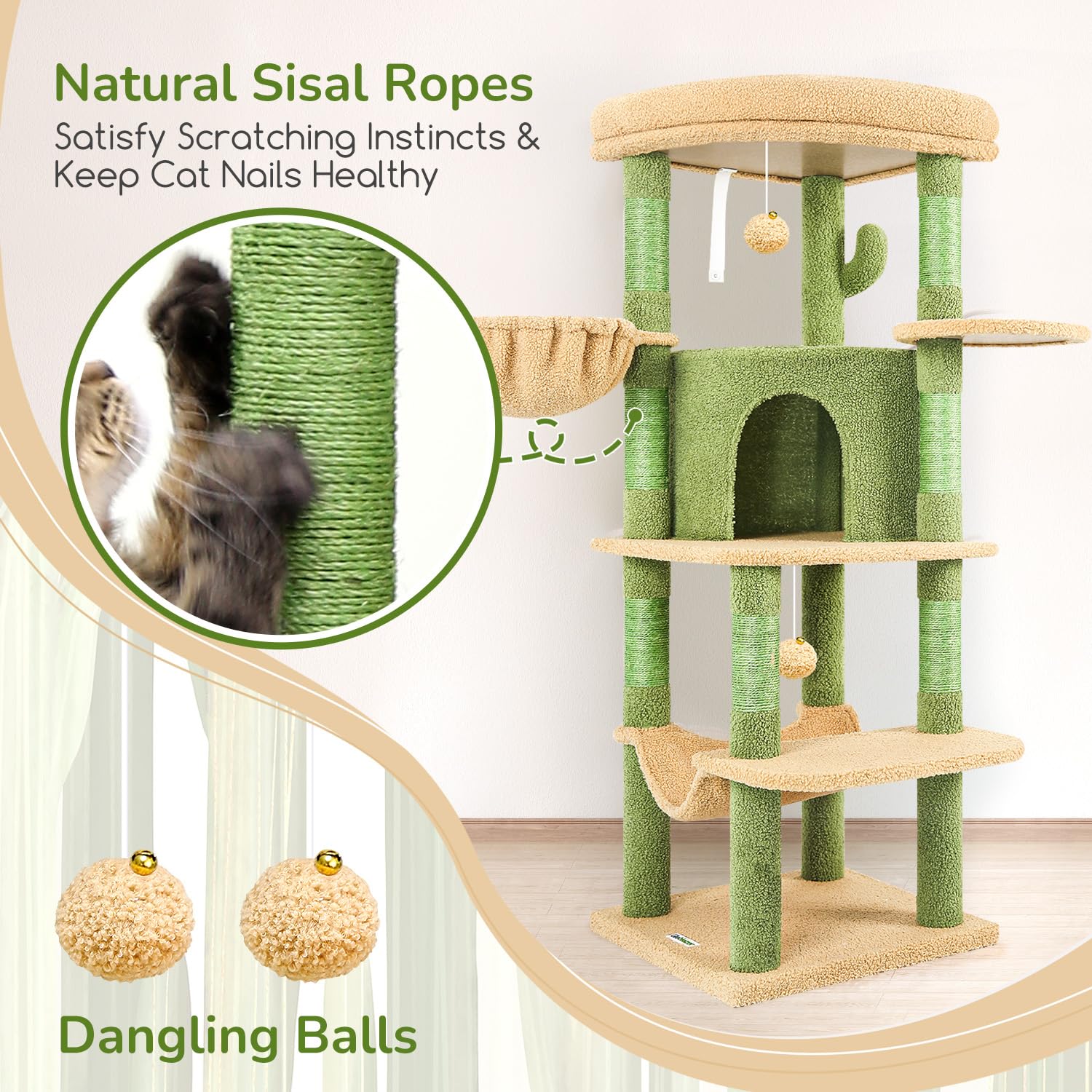 Globlazer Cactus Corner Cat Tree hanging basket for perch and nap