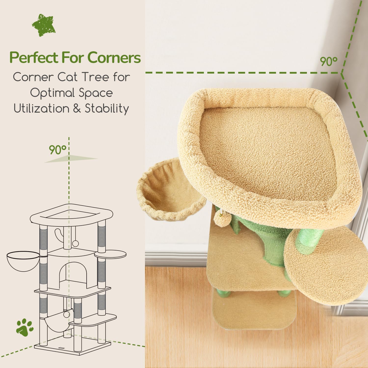 Globlazer Cactus Corner Cat Tree natural sisal posts protect furniture