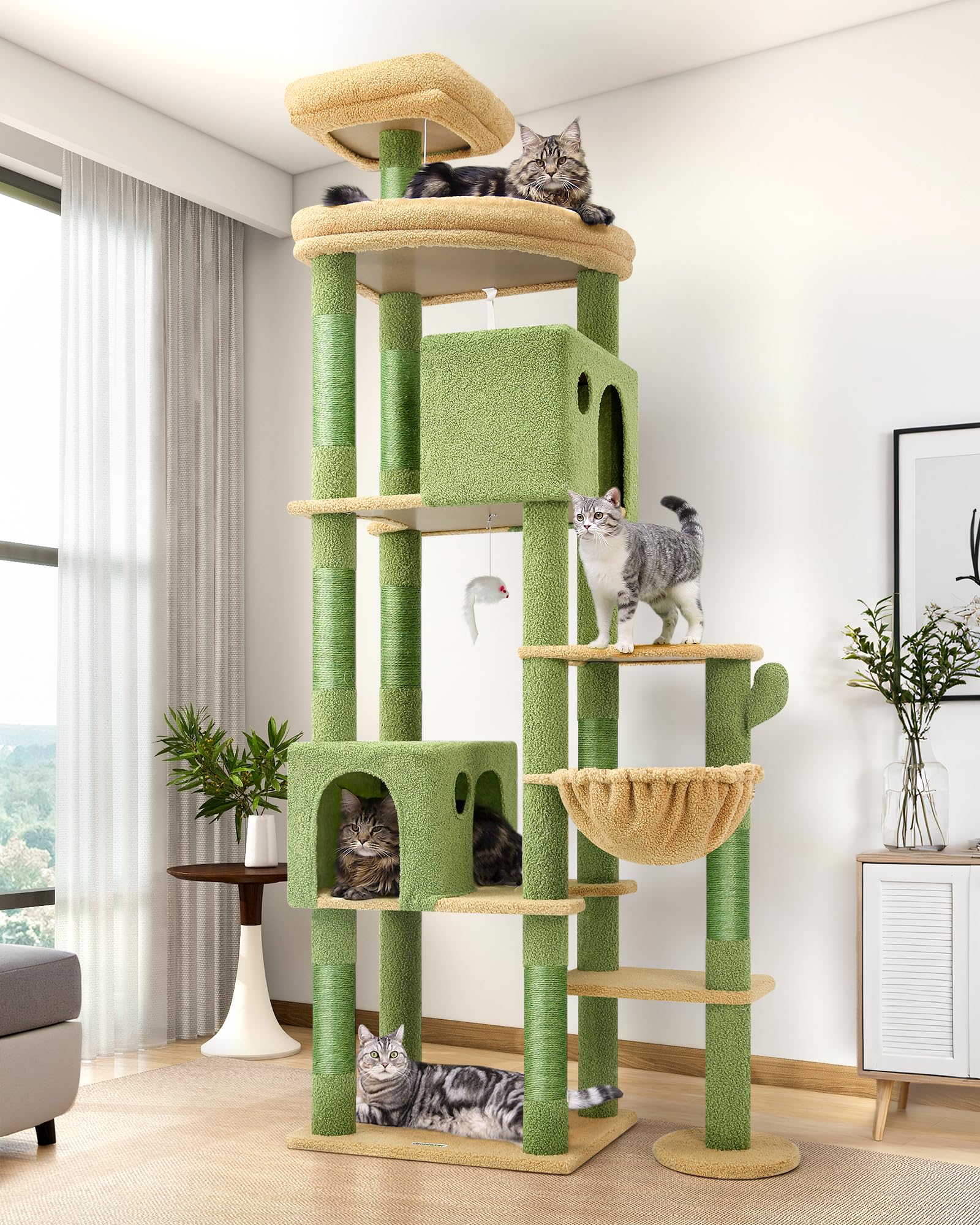 Globlazer Cactus Giant Cat Tree Condos—two private lounges for large indoor cats