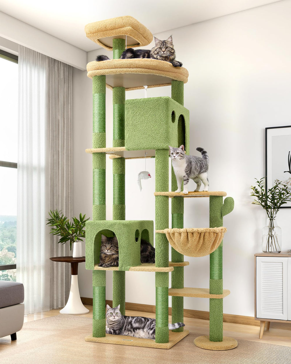 Globlazer Cactus Giant Cat Tree Condos—two private lounges for large indoor cats