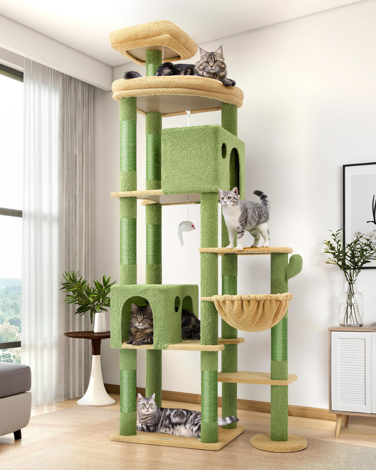 Globlazer Cactus Giant Cat Tree Condos—two private lounges for large indoor cats