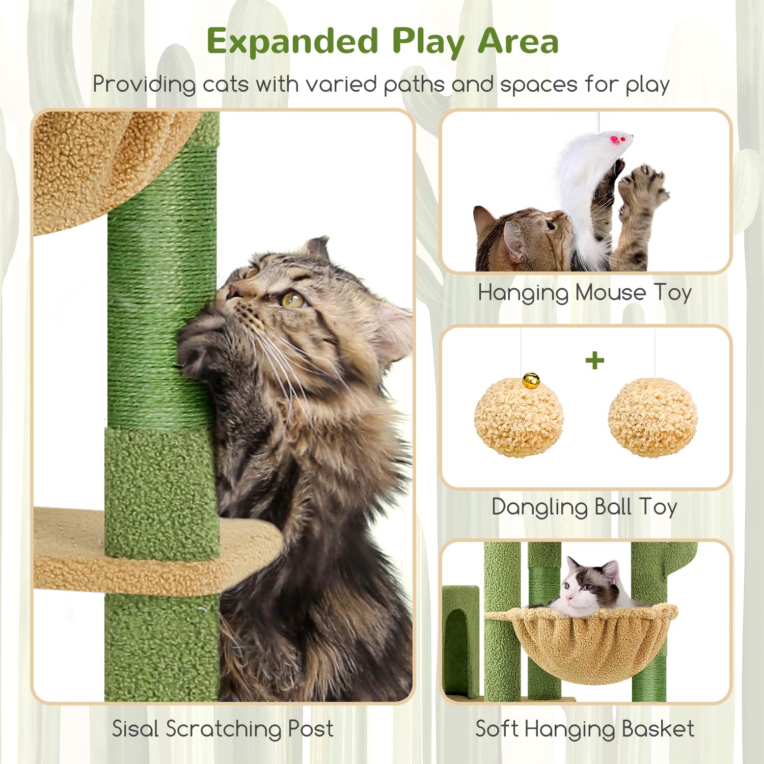 Globlazer Cactus Giant Cat Tree Sisal Posts—nine natural scratching posts for durable play