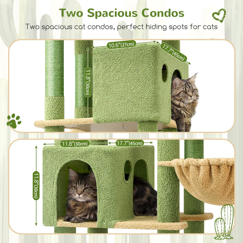 Globlazer Cactus Giant Cat Tree Stable Design—trapezoidal frame with multiple support points