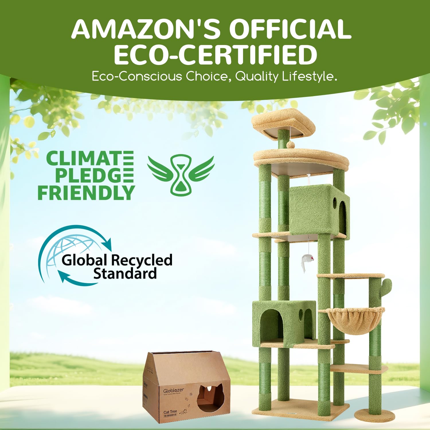Globlazer Cactus Giant Cat Tree Toys—hanging mouse toys for interactive play
