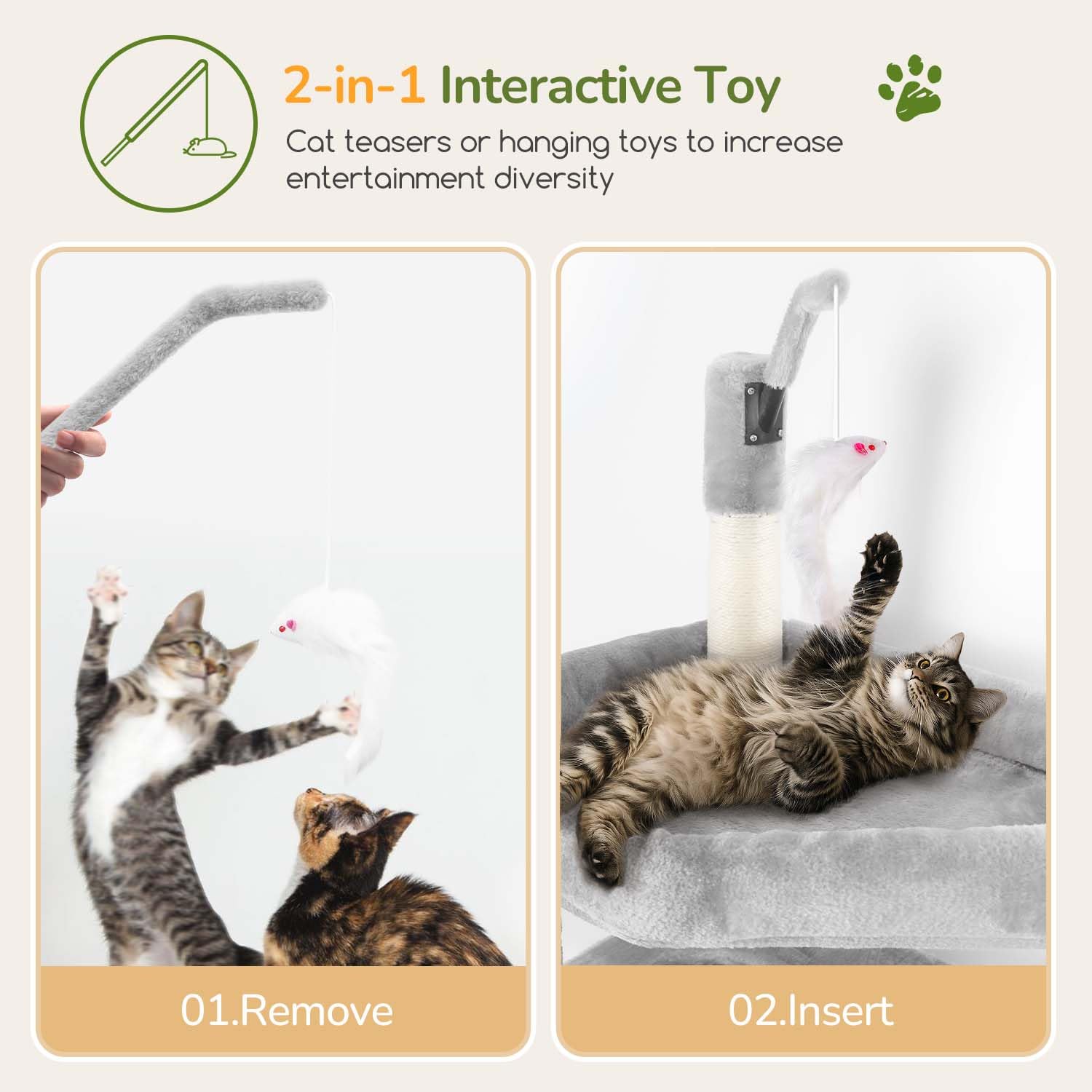 Globlazer cat teaser wand and hanging toy boost interactive play