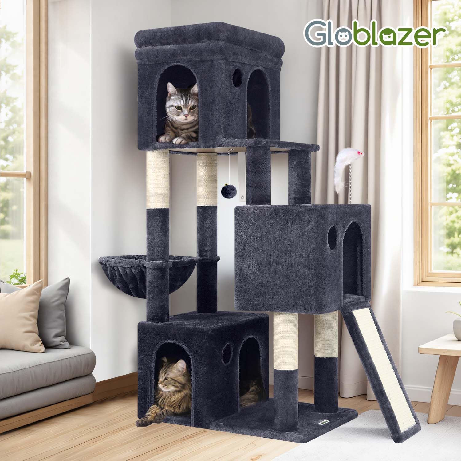 Globlazer cat tower easy-assembly kit enables quick setup
