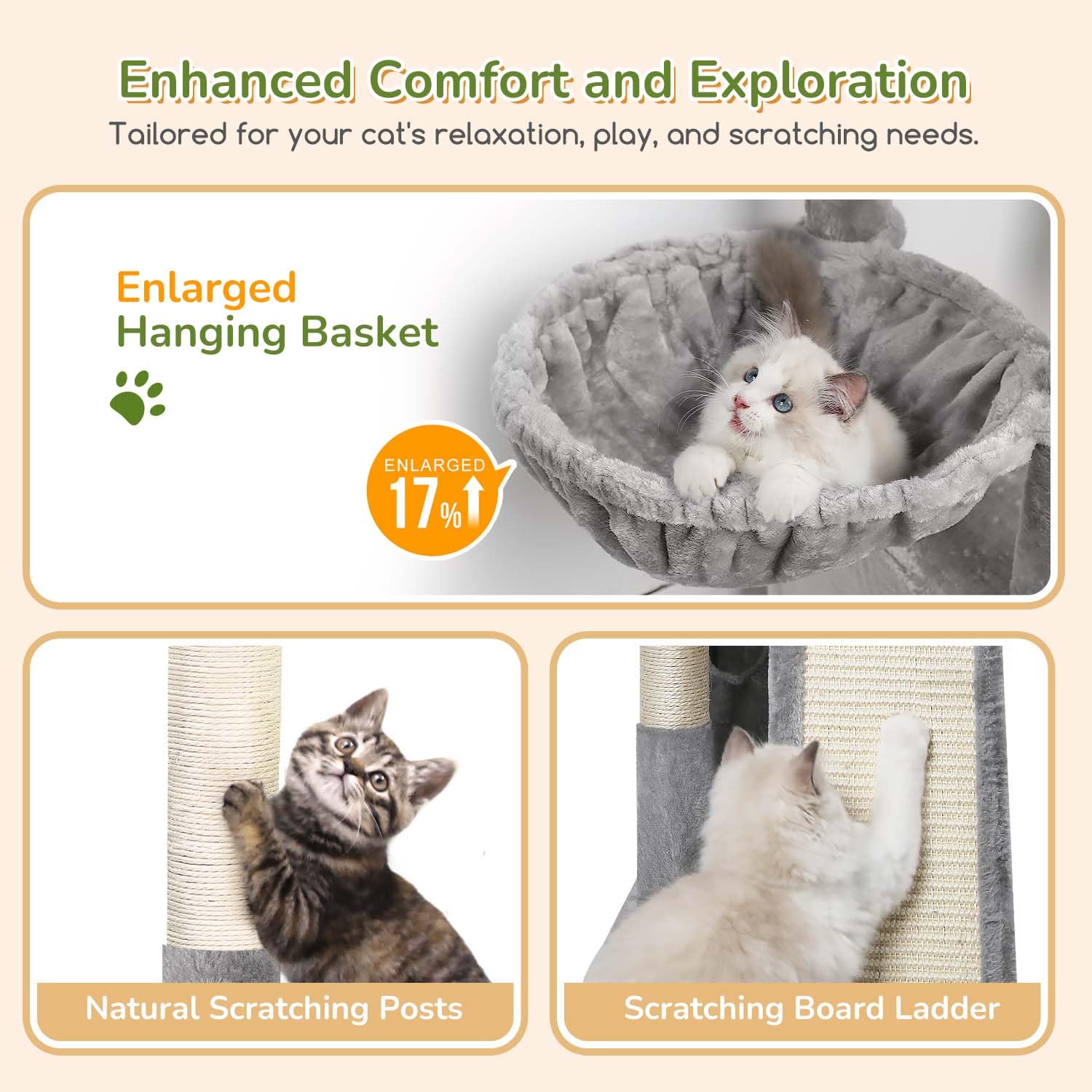 Globlazer cat tower basket bed for lounging naps