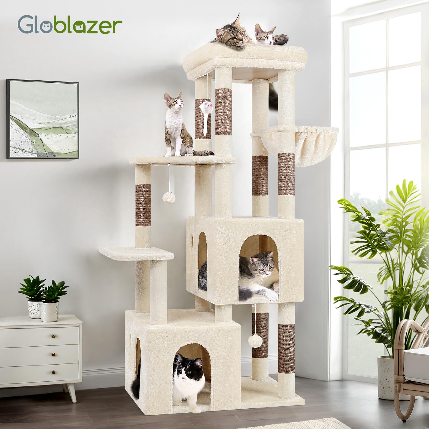 Globlazer cat tower designed for Maine Coon and other large breeds.