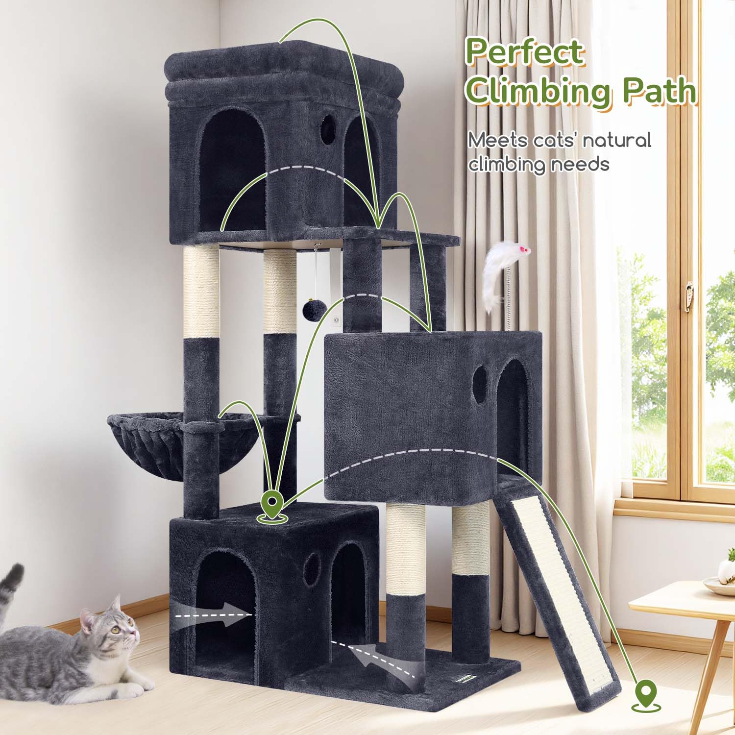 Globlazer cat tower enlarged base enhances stability during play