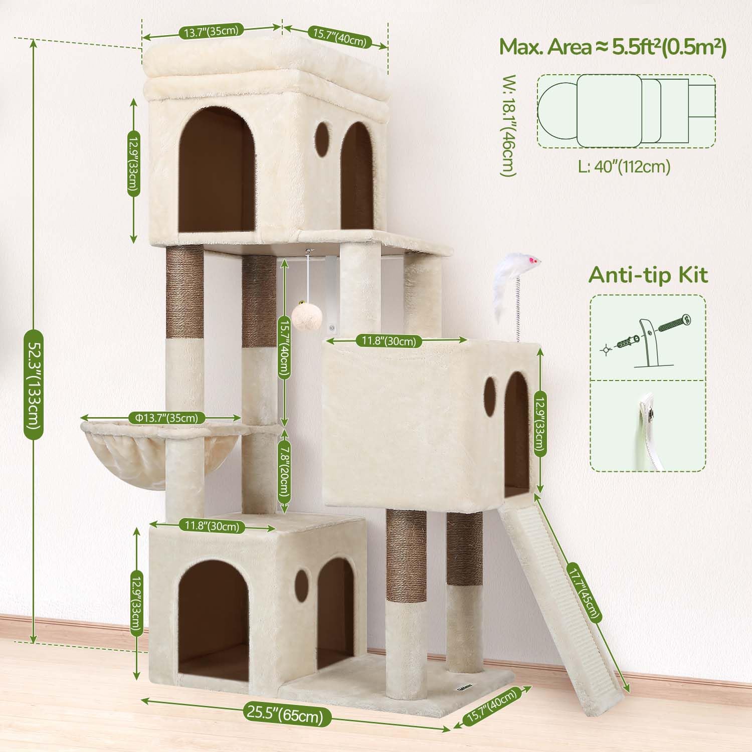 Globlazer cat condo tower features a large base for sturdy multi-cat use.