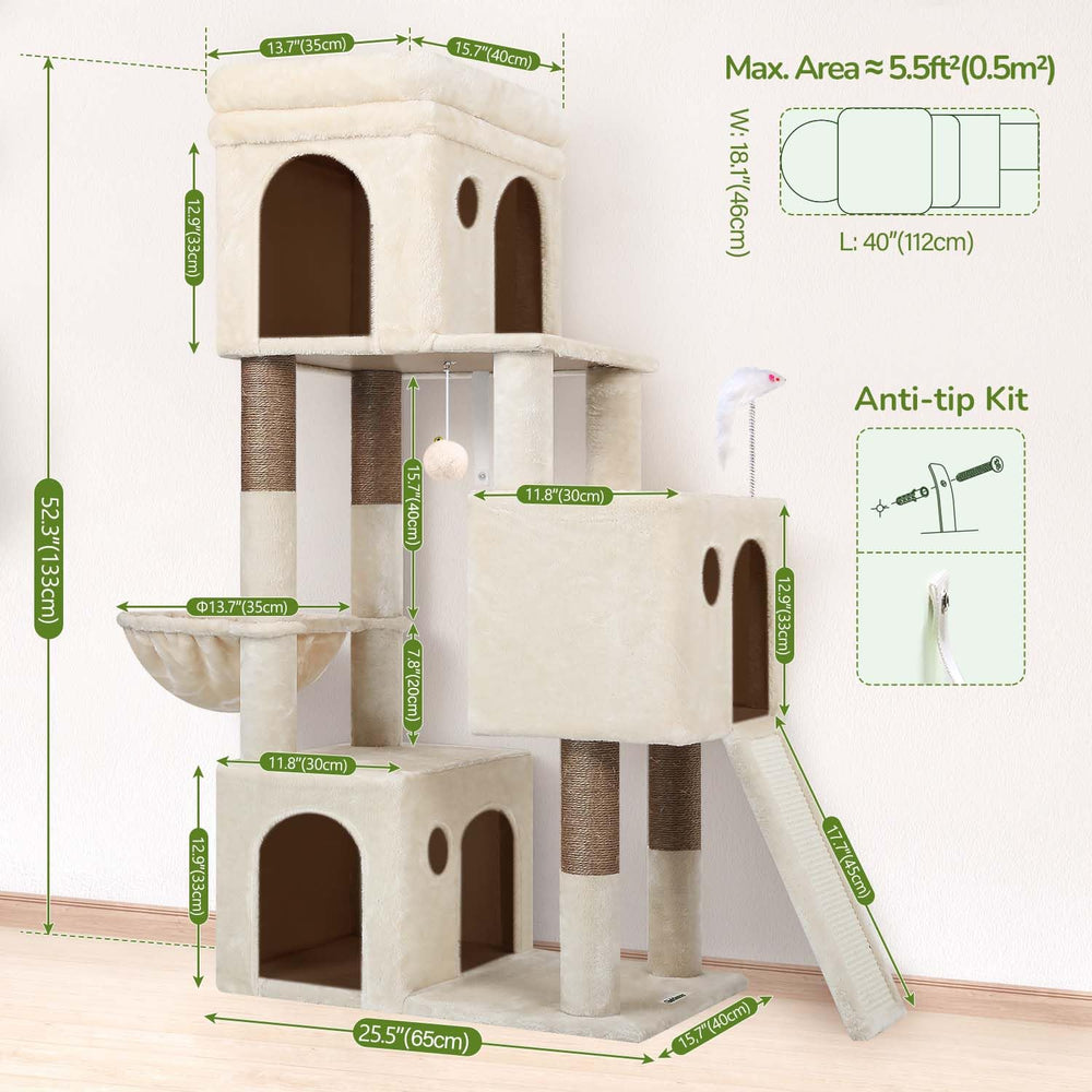 Globlazer cat condo tower features a large base for sturdy multi-cat use.