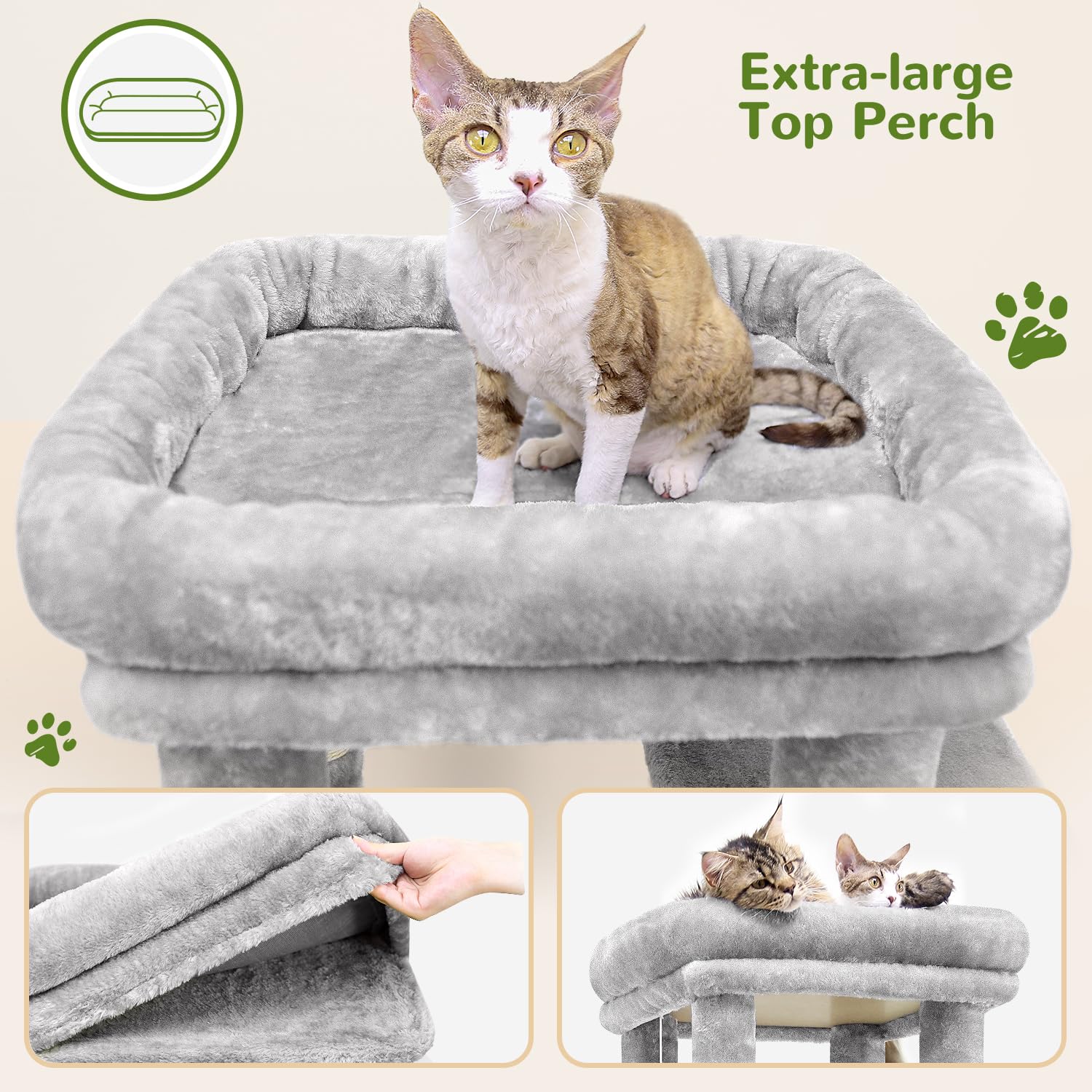 Globlazer cat tower double condos provide quiet retreats for large cats.