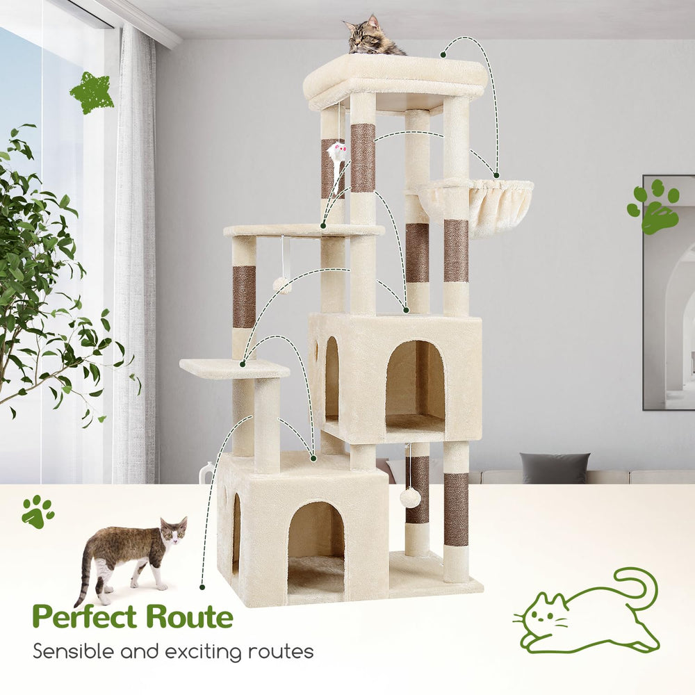 Globlazer cat tower large beige platform complements modern home decor.