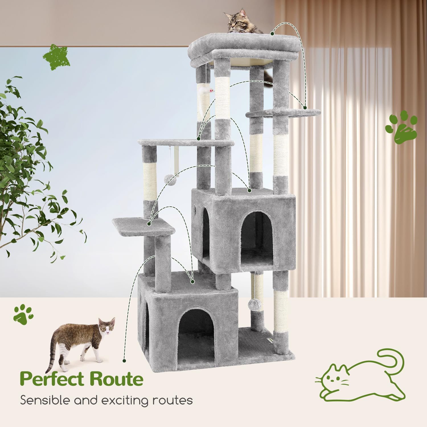 Globlazer cat tower multi-level design supports climbing and exploration for large cats