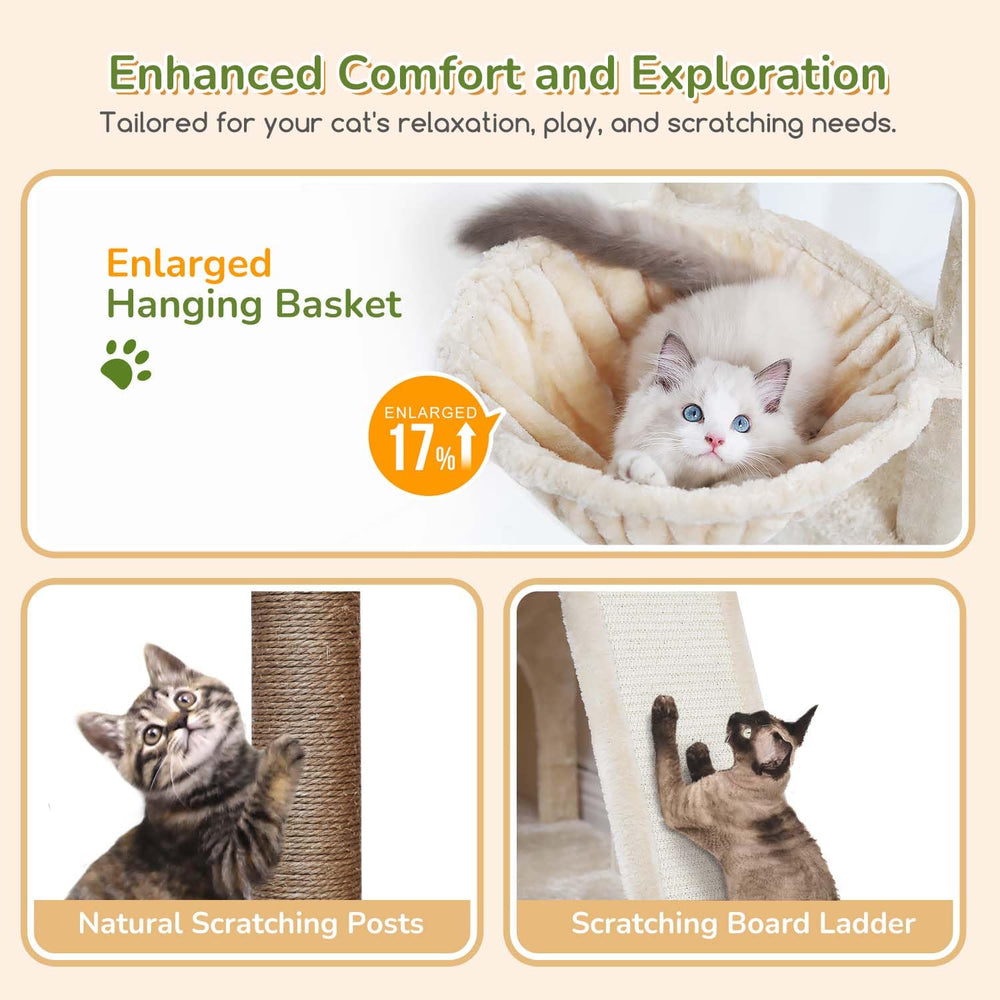 Globlazer Cat Tower's padded top perch provides elevated viewpoints and comfy rests.