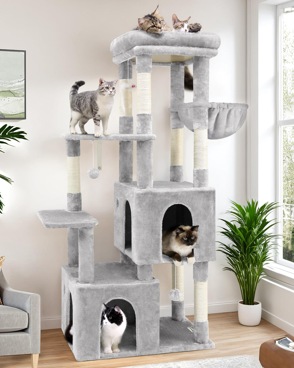 Globlazer cat tower top perch offers a premium lounge for large indoor cats.